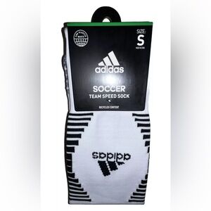 Adidas Team Speed OTC Soccer Socks 1 Pair Youth 13C-4Y White & Black w Logo NEW!